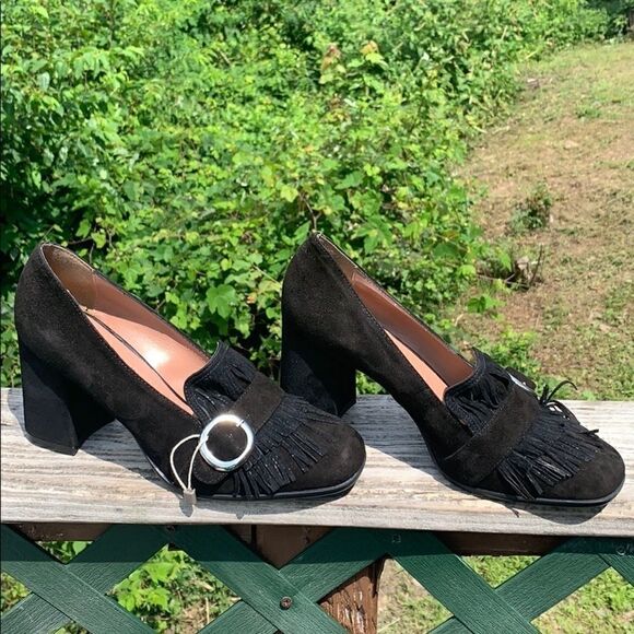 Vera Pelle Black Suede Shoes Sz 40 (10) NWOT - Picture 1 of 8